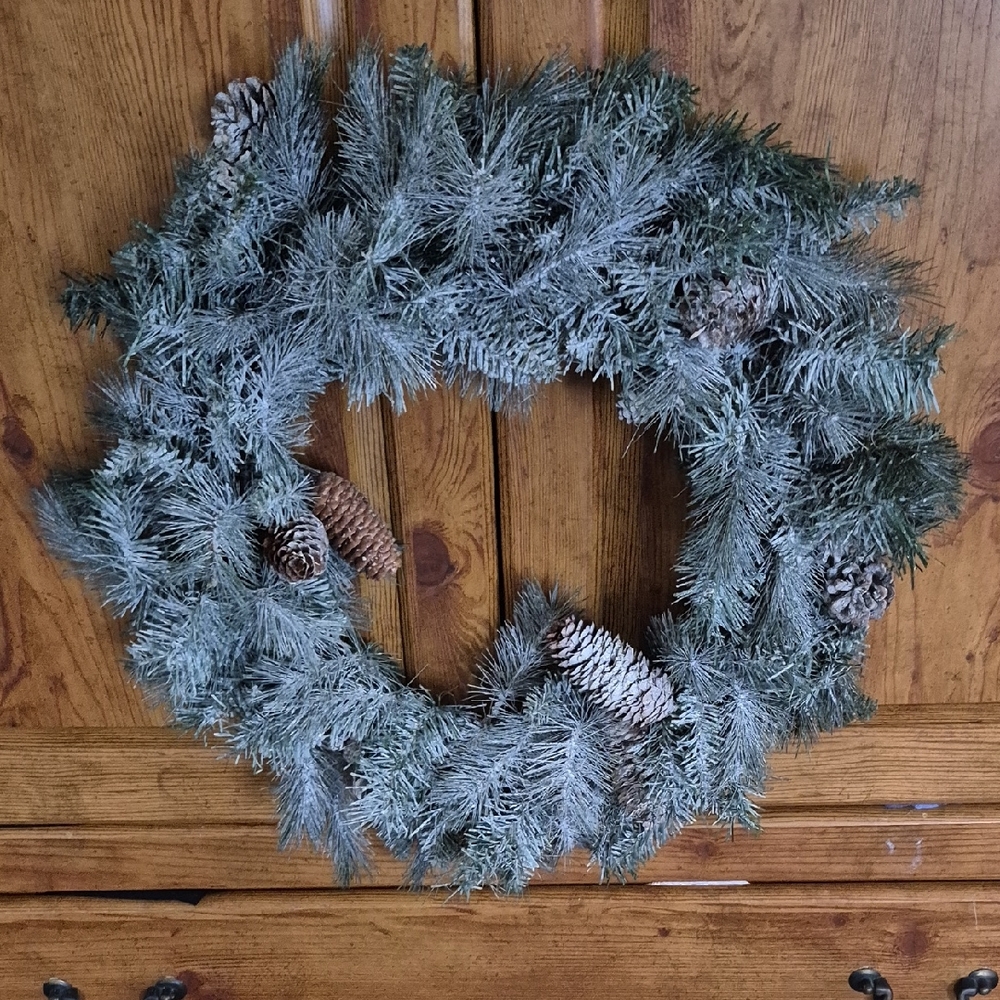Frosted Pinecone Holiday Wreath 20"